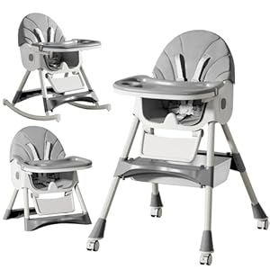 LINELUCK Trona Bebé Evolutiva, Trona para Bebe Ajustable, Trona de Bebes Reclinable, Ajustable y Plegable con Tabla de Comedor y Ruedas, De 6 meses a 6 años