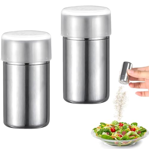 2 mini saleros portátiles, saleros y pimenteros, pequeños tarros de especias, mini salero de acero inoxidable, para camping, hogar, trabajo, restaurante, barbacoa