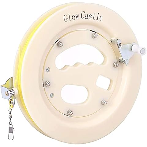 Glow Castle Kite Professional Outdoor Kite Line Winder Winding Reel Grip Wheel with Flying Line String Flying Tools with Lock-White (8.5 inch) Cover