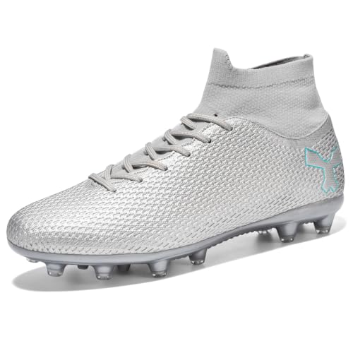 Image of Men's Soccer Cleats Football Shoes for Indoor Outdoor Training White