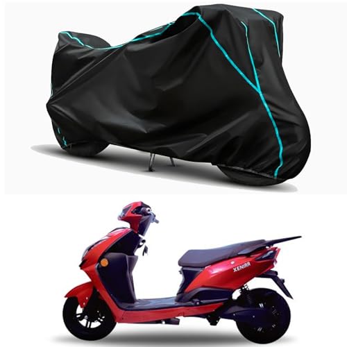 Image of Waterproof Bike Body Cover Compatible for | EeVe Xeniaa STD | Taffeta Fabric, Sky Piping Design, Bottom Elastic Fit | Dustproof, Sun UV & Rain Protection for All Weather.