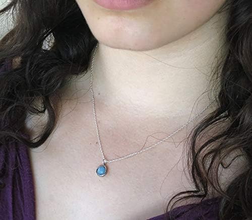 Aquamarine Necklace with Single Stone for Women, Small 925 Sterling Silver Pendant, Dainty Minimalist Blue March Birthstone, Boho Style - Image 2
