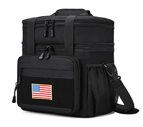 Holuxer Large Expandable Tactical Lunch Box For Men, Durable Insulated Leakproof Lunch Bag, Heavy Duty Cooler Bag For Work Outdoor Picnic Travel Office Adults, Black, 15L #TOP8