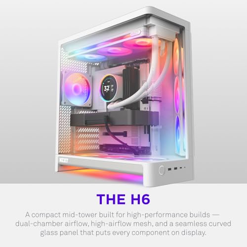 Image of NZXT H6 - Compact Dual-Chamber ATX PC Case - White