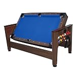 6ft Family Indoor Leisure Multi Games 2 in 1 Flip Pool and Air Hockey Table In Mahogany With All Accessories, Great for Kids and Adults (Blue)