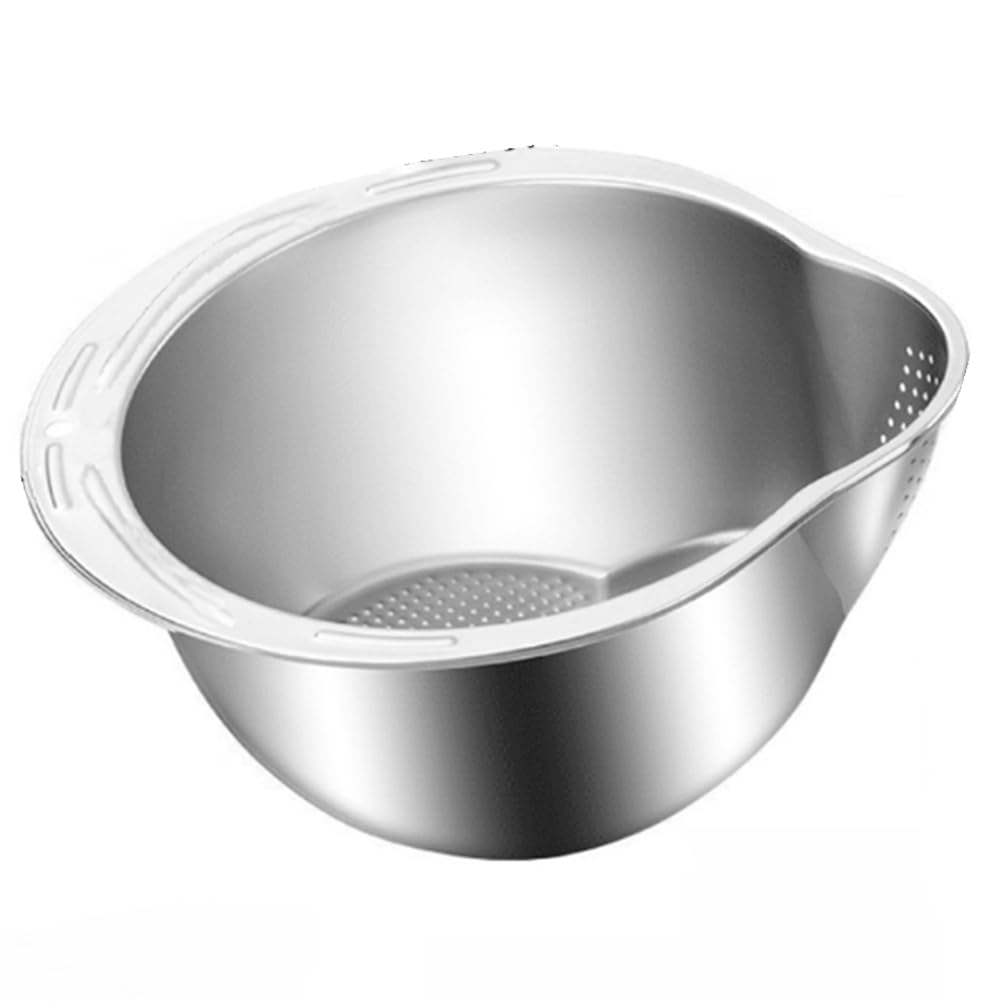 CTRLZS Rice Washing Bowl Stainless Steel Strainer Bowl Rice Washer Sieve Colander Fruit and Vegetable Strainer Kitchen Tool