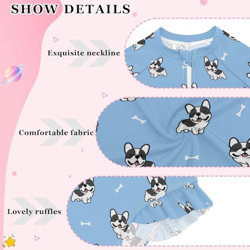 Girls Long Sleeve One Piece Ruffle Swimsuit Zipper Bathing Suits 3-12Y4