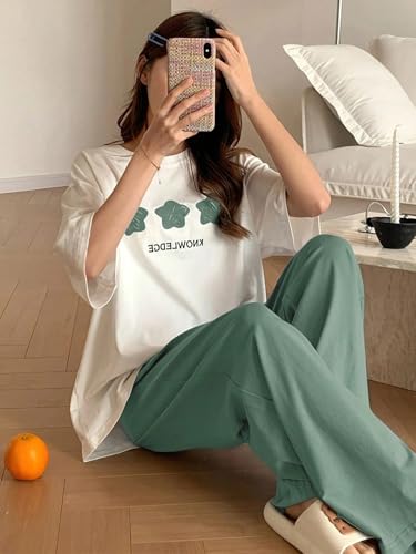Image of Lymio Womens Korean Night Dress | Full Pyjama Set | Korean Nightsuit | Women Nightwear |Round Neck Full Sleeve Nightsuit | Loungewear | Everyday Nightdress (W-ND-6)