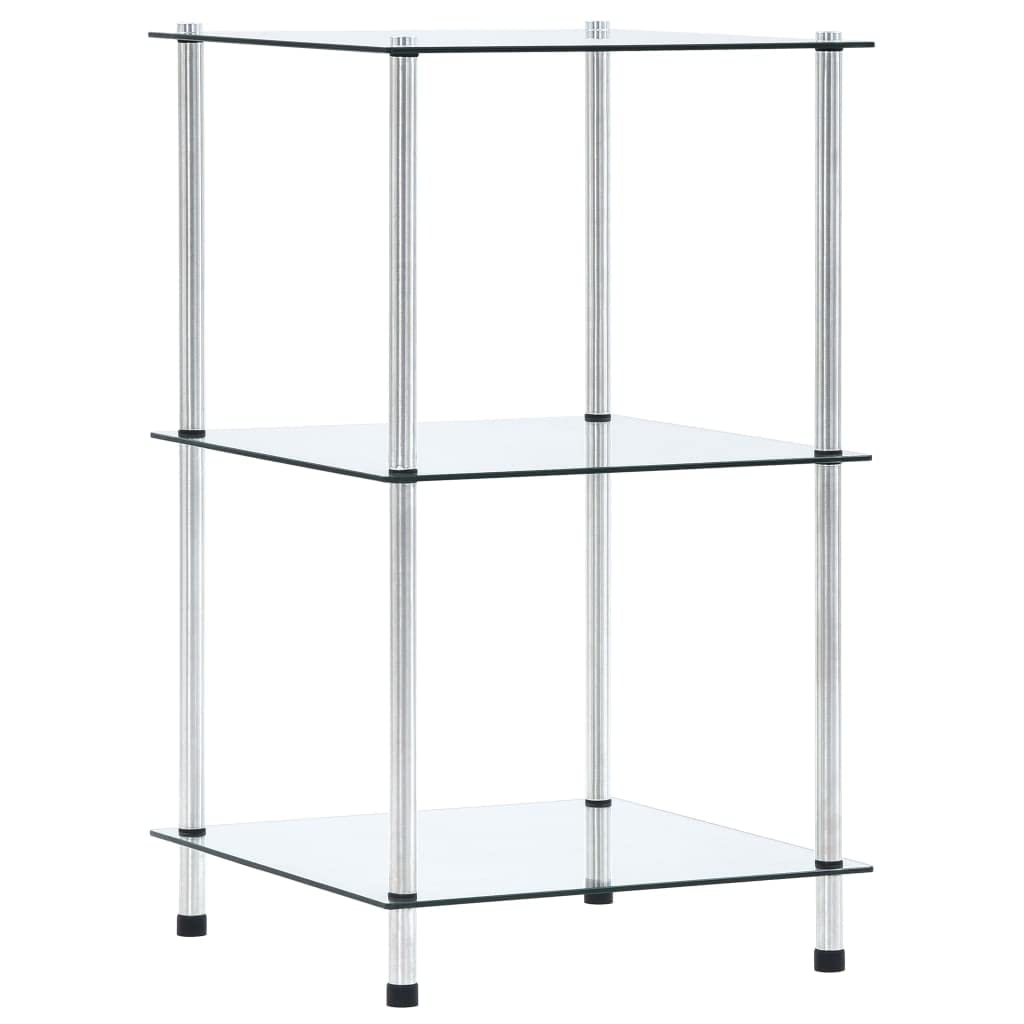 vidaXL 3-Tier Shelf Bathroom Office Kitchen Countertop Worktop Showcase Storage Rack Spice Organiser Transparent 40x40x67cm Tempered Glass