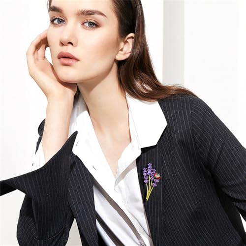 Image of Lavender Flower Brooch Crystal Ladybugs Elegant Accessories for Women Scarf Dress Decoration Brooches Lapel Elegant Pin Fashion Gift Jewelry Wedding Flowers Corsage for Ladies Christmas Birthday