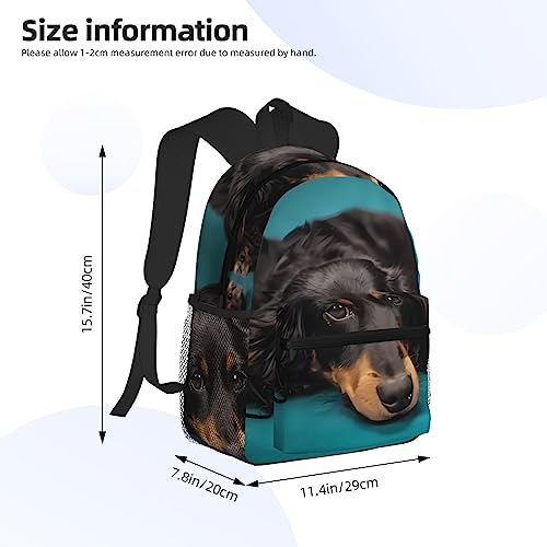 PartyUnix Niedlicher Rucksack mit Hunde-Motiv, leicht und bequem, große Kapazität, geeignet für Schule, Arbeit, Reisen, Schwarz , One size
