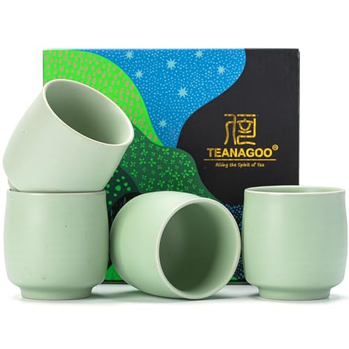 TEANAGOO Taza de Té China Para W08,5.8 oz,Ruware,Lt.Verde,4 pzs/Caja,TC08,Tazas de Té Chinas,taza de té japonesa,tazas de té verde