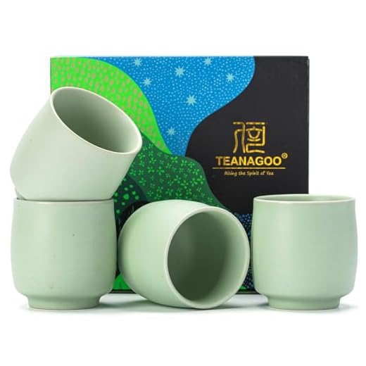 TEANAGOO Taza de Té China Para W08,5.8 oz,Ruware,Lt.Verde,4 pzs/Caja,TC08,Tazas de Té Chinas,taza de té japonesa,tazas de té verde