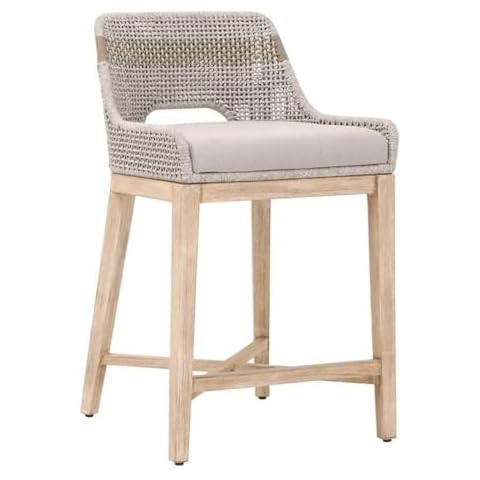 MAKLAINE Bar Stool Chair in Gray | Seat Height 35" | with Semi-Circle Seat, Footrest, Backrest | Indoor for Dining Room Kitchen Counter Table Cover