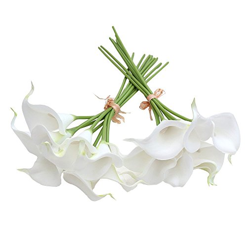 Meide Group Usa 14" Real Touch Latex Calla Lily Bunch Artificial Spring Flowers For Home Decor, Wedding Bouquets, And Centerpieces (18 Pcs) (White) #TOP2