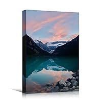 Canvas Wall Art Sun Setting on a Lake Coastal Multicolor Photography Relax/Calm Romantics Sunset - 12x18 inches