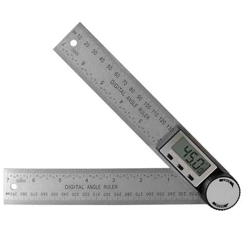 Medidor de ángulos Digital, Transportador Digital Acero Inoxidable, Transportador de Angulos, con Gran Pantalla LCD y Funciones de Reseteo, Bloqueo e Inversión, para Carpintería Construcción DIY