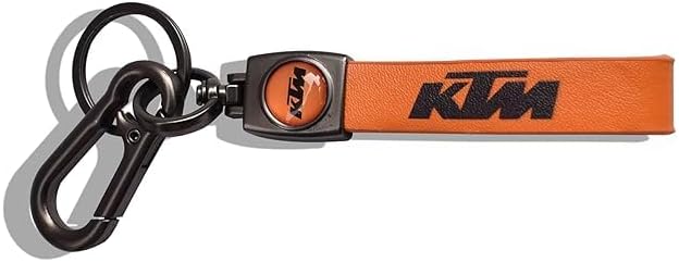 Yaa Catchy KTM PREMIUM LEATHER & Metal KTM Bikes Stainless Steel Locking Hook Antirust KeyChain Unique Stylish look For Men Women Keyring Rc Duke 250 Duke 390 (NO 1) (Orange)