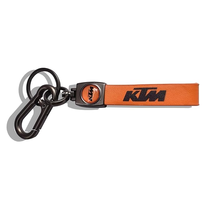 Yaa Catchy KTM Compatible PREMIUM LEATHER & Metal KTM Bikes Stainless Steel Locking Hook Antirust KeyChain Unique Stylish look For Men Women Keyring Rc Duke 250 Duke 390