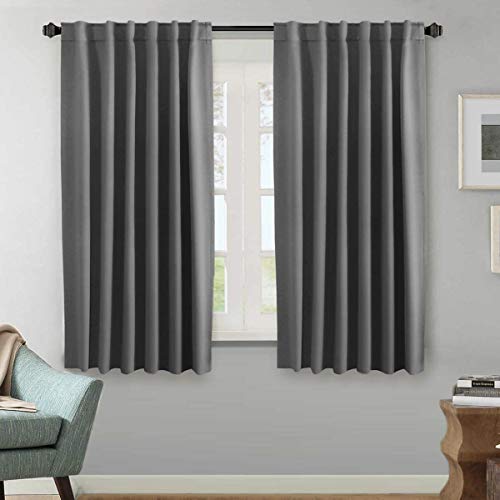 Image of H.VERSAILTEX Blackout Curtains Thermal Insulated Window Treatment Panels Room Darkening Blackout Drapes for Living Room Back Tab /Rod Pocket Bedroom Draperies, 52 x 63 Inch, Bluish Gray, 2 Panels