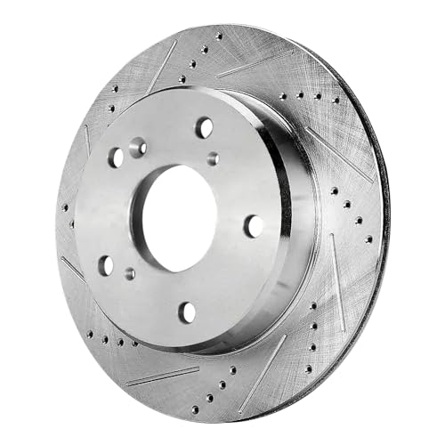 Image of Detroit Axle - Front Brake Kit for 2017-2025 Honda CR-V 2023-2025 HR-V, Drilled and Slotted Disc Brake Rotors Ceramic Brake Pads with Hardware Replacement: 12.28 inch inch Rotors