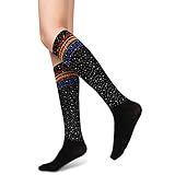 Benefeet Sox Women Girls Rhinestone Striped Knee High Socks Glitter Sparkle Novelty High Socks Funny Cute Knee Socks Sparkly Over Calf Soft Long Cotton Tube Pride Socks Gifts (Black Rainbow Striped)