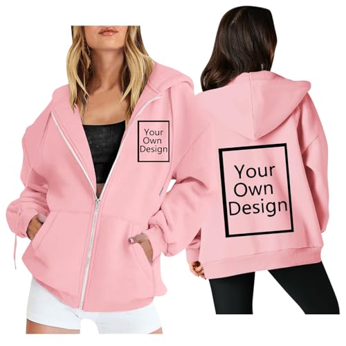 Image of Custom Jackets Design Your Own Full Zipper Hooded Sweatshirt Custom Sweatshirt T Shirts Add Your Own Text or Picture