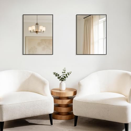 Image of DESBING Black Bathroom Mirror 2 Pack 18x24 Inch, Shatter-Resistant Wall Mirror with Durable Frame, Modern Decor for Entryway /Bathroom /Living Room - Horizontal /Vertical