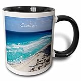 3dRose Image of Beach At Cancun Mexico 11oz Two-Tone Black Mug