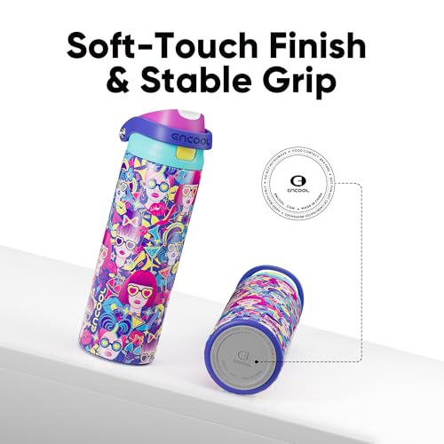 Image of ENCOOL Leakproof Insulated Water Bottle with Straw Dual-Sip Water Bottle Bag-Safe Design for Work, Commute & Gym - Keeps Drinks Cold All Day, 24 oz, Vibe Spice