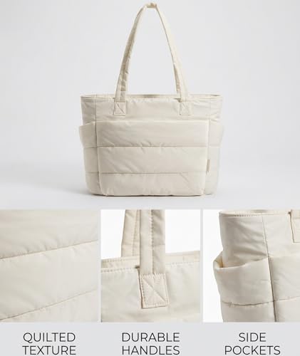 Image of Tote Bag for Women, Lightweight Puffy Quilted Shoulder Bag