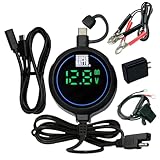 スーパーナット スマホ用のモバイルバッテリーでバイク充電が可能！コンセントが無い場所でもOK! マンション用バッテリー充電器 YX30W 12Vバイクバッテリー用 USB電源対応 2A 全自動充電器 電圧表示 車両ケーブル付属 コンセント不要 (sn-yx30w-c)