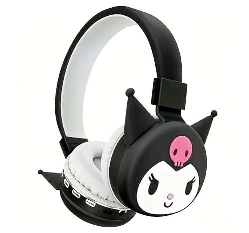 Roffatide Auriculares Bluetooth plegables y ligeros de dibujos animados para viajes y oficina, con aplicación, graves profundos y ajuste cómodo