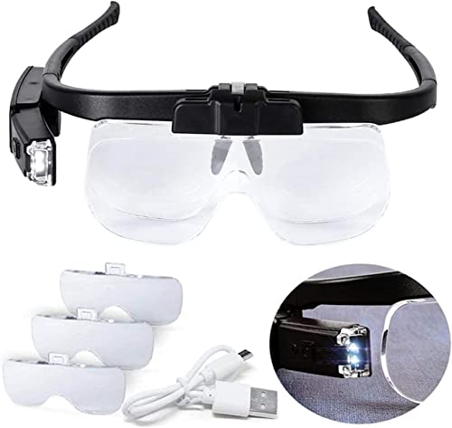 Loupe binoculaire montée sur la tête avec lampe loupe rechargeable USB Fdj032 1