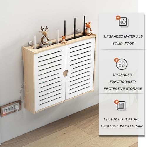 Cache-routeur WiFi bois solution rangement esthétique pour salon - 4