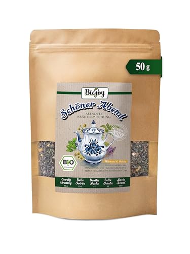 Biojoy Infusión Ecológica a granel “Bonita Noche” (50 g), flores de manzanilla, hojas de melisa y zarzamora y otras hierbas