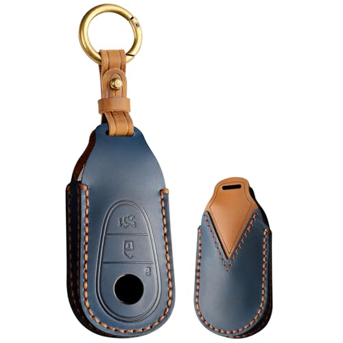 Coque clé Mercedes Classe E C G S étui protection cuir bleu