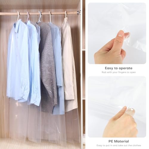 50PCS Plastic Dry Cleaner Bags Suit Cover Clear Garment Bags for Hanging Clothes3