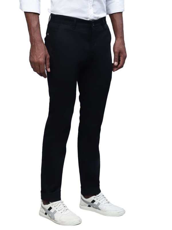 Image of Cantabil Black Solid Non Pleated Regular Fit Mid Rise Formal Trouser for Men | Formal Pants for Men | Formal Wear Regular Fit Trouser for Men (P MTRC00102)