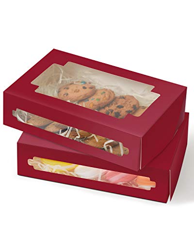Yotruth Wine Treat Boxes Cookie Gift Boxes 24 Pack 8x5.3x2" for Gift Giving Treats Containers and Tins Pastry Candy Party Favors with Clear Window Cover