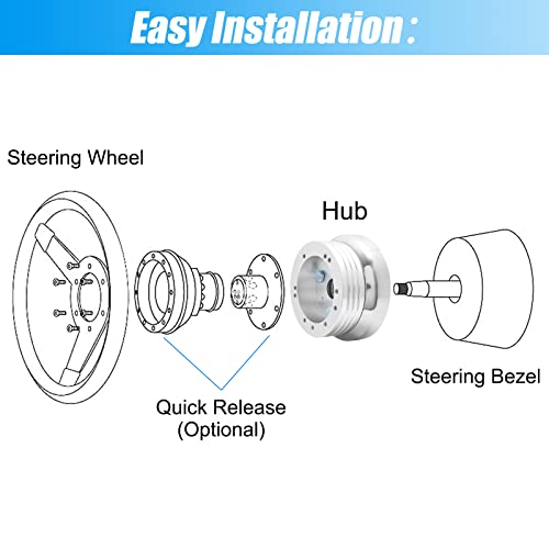 Temsone 5 & 6 Hole Billet Steering Wheel Hub Adapter Compatible With 1969-1994 Chevrolet Chevy Gm Flaming River Ididit Buick Jeep Pontiac Oldsmobile #TOP4