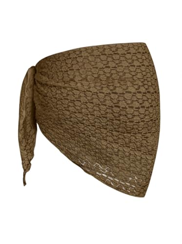 Image of ZAFUL Sarong Coverups for Women Beach Vacation Fishnet See Thru Tie Side Bathing Suit Cover Up Mini Skirt