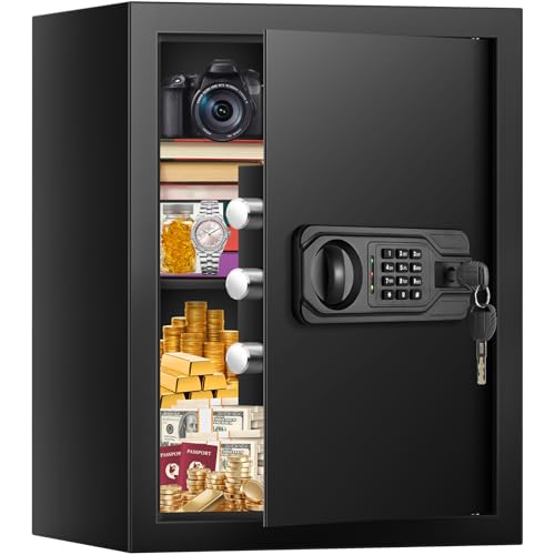 4.0 Cub Large Home Safe Fireproof Waterproof, Digital Fire proof Safe Box with Spare Key, Combination Lock and Alarm Systerm, Fire Safes for Home Documents Money Valuables