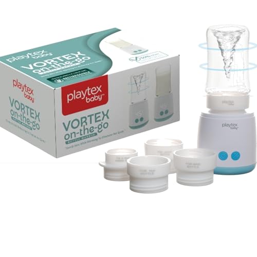 Image of Playtex Baby Vortex Portable Rechargeable Bottle Warmer for Breastmilk or Formula, Warms & Mixes Formula with Spinning Motion, 4 Temperature Settings, Fits Most Baby Bottles, Perfect for Travel