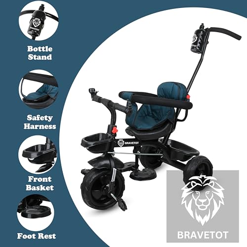Image of 3-in-1 Baby Tricycle for Toddlers 1-5 Years | Ride-On Trike with Parent Push Handle, Safety Belt, Adjustable Seat, Footrest & Backrest | Kids Trike with Storage Basket for Boys & Girls