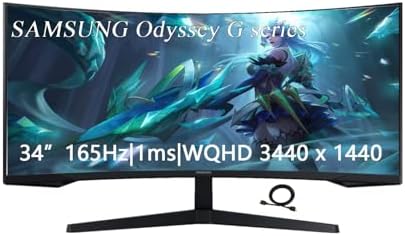Samsung 34" Odyssey G Series WQHD Gaming Monitor, FreeSync Premiu...