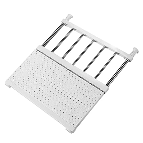 Levemolo 1pc Wardrobe Layered Divider Storage Rack for Clothes Shoes Sundries Punch Expandable Design White Wide