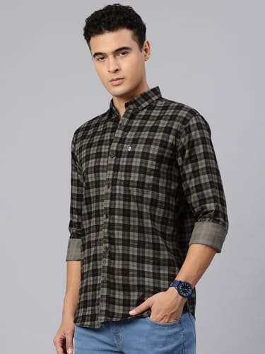 Image of Majestic Man Men Small Checkered Slim Fit Cotton Casual Shirt