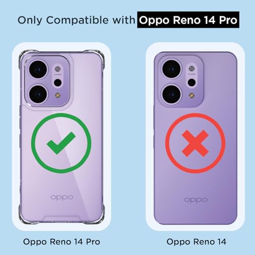 Image of Amazon Basics Back Cover for Oppo Reno 14 Pro 5G PC + TPU Clear Transparent Raised Edges Shockproof Protective Phone Bumper Case(Transparent)