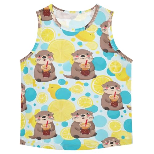 Bolaz Boys Athletic Quick Dry Tank Top Sleeveless Workout T Shirts Age 11-15,Otter Cola Pattern